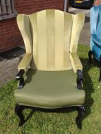 Leuke oorfauteuil, groen.  Zitting vochtafstotend., Huis en Inrichting, Fauteuils, Barok., Minder dan 75 cm, Gebruikt, Hout