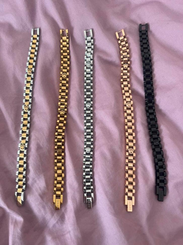 Stainless Steel Luxe Rolex Armbanden unisex, Sieraden, Tassen en Uiterlijk, Kettingen, Nieuw, Goud, Goud, Ophalen of Verzenden