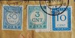 Nederland 1948 Fragment met 3 Portzegels uit 3 periodes, Ophalen of Verzenden, Na 1940, Gestempeld