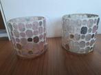 2 leuke waxinelichten te koop., Ophalen of Verzenden, Gebruikt, Overige materialen, Minder dan 25 cm