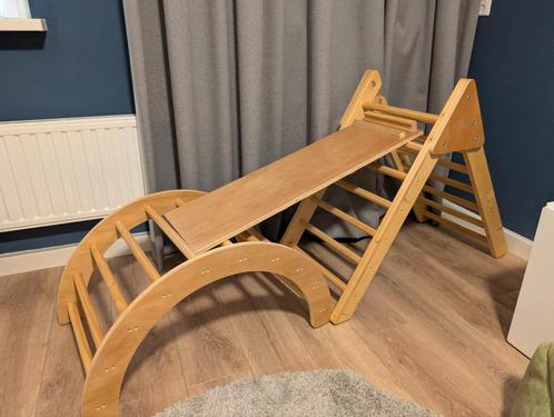 Houten Klimtoestel voor Peuters, Kinderen en Baby's, Speelgoed | Buiten | Speeltoestellen, Zo goed als nieuw, Glijbaan, Klimwand