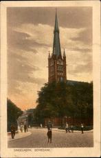 Schiedam Singelkerk met volk uitg Rembrandt zie adreszijde, Verzenden, 1920 tot 1940, Gelopen, Zuid-Holland