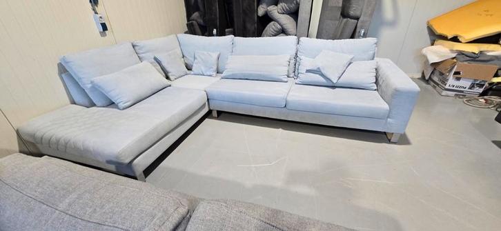 Hoekbank Profijt Meubels - IJsblauw, z.g.a.n., Huis en Inrichting, Banken | Sofa's en Chaises Longues, Zo goed als nieuw, Metaal