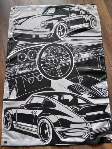 PORSCHE BANNER 60X90 MET BEVESTIGGINGS OGEN HEEL MOOI beschikbaar voor biedingen