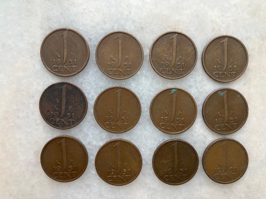 12 Centen 1951, Postzegels en Munten, Munten | Nederland, Ophalen of Verzenden, Koningin Juliana, 1 cent, Losse munt