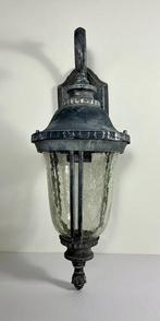 Metalen buitenlamp met craquelé glas, Wandlamp, Ophalen of Verzenden, 50 tot 250 watt, Waterbestendig