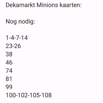 Dekamarkt Minions Kaarten - Gezocht  beschikbaar voor biedingen