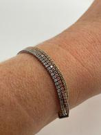 A529 Prachtige zilveren armband tricolor strass, Sieraden, Tassen en Uiterlijk, Armbanden, Ophalen of Verzenden, X, Goud, X