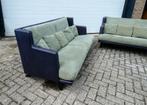 Bankstel banken leer alcantara 2,5 en 3 zits paars groen., Modern design, Gebruikt, Onbekend, Nvt
