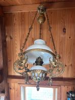 Antieke hanglamp – messing met opaline glas – ca. 1900, Antiek en Kunst, Ophalen