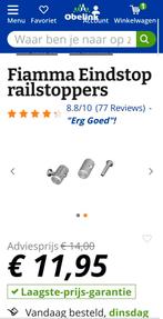 Fiamma einstop railstoppers 3 stuks zie foto's, Caravans en Kamperen, Ophalen of Verzenden, Zo goed als nieuw