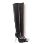 Overknee leather look laarzen dames hoge hakken leren boots, Verzenden, Nieuw, Zwart, Hoge laarzen