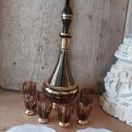 Chique vintage set van boheems glas met gouden accenten,, Ophalen of Verzenden