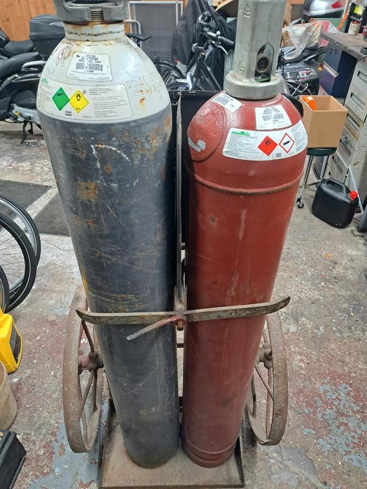 Snijbrander set met kar/gasflessen, Doe-het-zelf en Verbouw, Gereedschap | Lasapparaten, Gebruikt, Overige typen, Ophalen