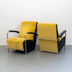 2x Leolux Scylla - Hoge Rug gele stof/zwarte zijkant, Huis en Inrichting, Fauteuils, Ophalen of Verzenden, Zo goed als nieuw