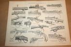 Antieke prenten - Geweren, revolvers etc. - Ca 1885 !!, Verzamelen, Ophalen of Verzenden, Voor 1940, Gebruikt, Overige onderwerpen