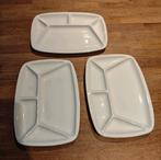 Set van 3 witte aardewerk verdeel borden, Ophalen, Gebruikt, Bord(en), Effen
