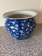 Bloempot blauw aardewerk, Tuin en Terras, Gebruikt, Rond, Minder dan 40 cm, Aardewerk