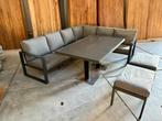 Loungeset Nayan 7 seater aluminium antraciet incl. 2 footres, Ophalen, Loungeset, Bank, 7 zitplaatsen