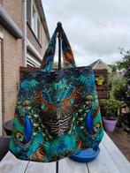 Draagtas/shopper zelfgemaakt, 2 kanten draagbaar. Pauw, Sieraden, Tassen en Uiterlijk, Tassen | Damestassen, Shopper, Blauw, Ophalen of Verzenden