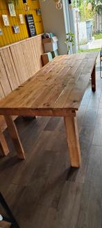 Pallethouten eettafel en bankje, Ophalen, 100 tot 150 cm, 200 cm of meer, Zo goed als nieuw