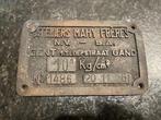 Messing Machine plaat Gent Belgie Ateliers Mahy Freres, Ophalen of Verzenden, Gebruikt, Auto's