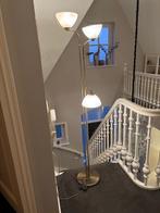 Mooie bronskleur staande lamp met drie lampenkappen, Ophalen, 100 tot 150 cm, Zo goed als nieuw, Glas
