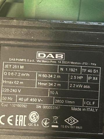 DAB 251m 2.5 pk 230volt  nieuw zie foto beschikbaar voor biedingen