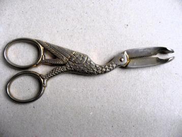 Antieke klontjestang/kandijknipper vergulde ooievaar,1900 beschikbaar voor biedingen