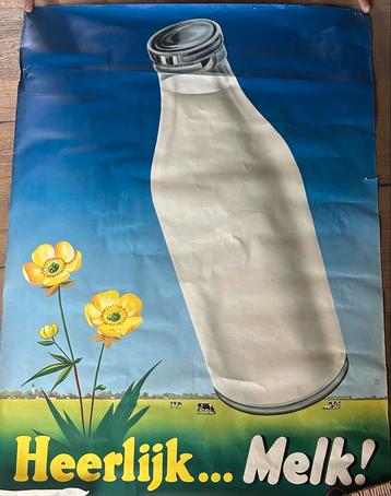 Vintage Schoolplaat Heerlijk... Melk! beschikbaar voor biedingen