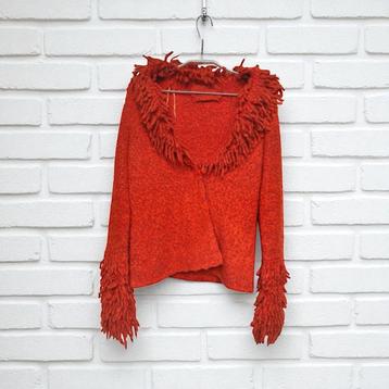 Just B Vest Maat M Oranje Fluffy Franjes Asymmetrisch beschikbaar voor biedingen
