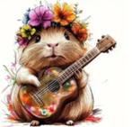 strijkapplicatie  cavia met gitaar 18-20cm, Verzenden, Nieuw