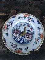 antiek polygroom delfts aardewerk bord met vogel, Antiek en Kunst, Antiek | Wandborden en Tegels, Ophalen of Verzenden
