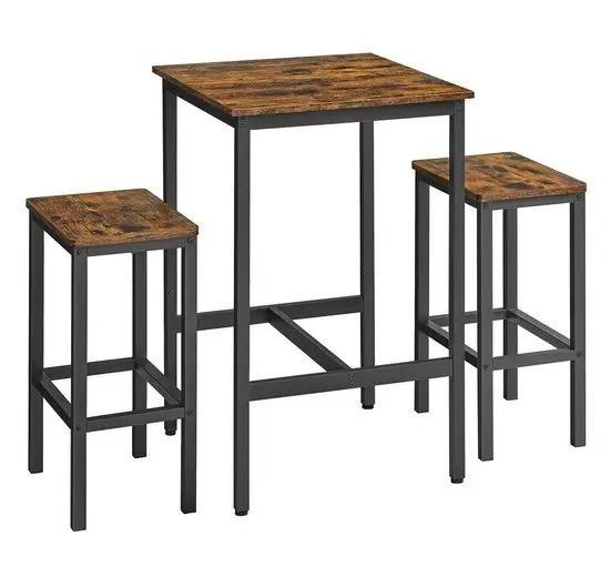 Industriële Bartafelset - Eettafel - met 2 Hoge Barkrukken, Huis en Inrichting, Tafels | Bijzettafels, Nieuw, Rechthoekig, 60 cm of meer