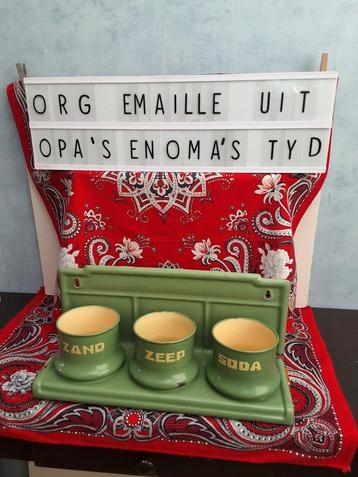 Emaille ZAND-ZEEP-SODA én méér uit opa's&oma's tijd 3 foto's beschikbaar voor biedingen