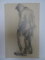 Tekening gebogen man met handen in de zakken, Jan Vink 1946, Antiek en Kunst, Kunst | Etsen en Gravures, Verzenden