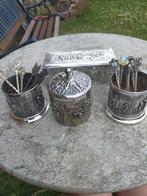 Douwe Egberts verzilverde theebus, lepel vaasjes, lepeldoos, Ophalen of Verzenden