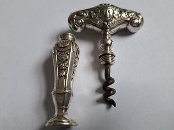 Antieke zilveren kurkentrekker Amsterdam ca 1750 beschikbaar voor biedingen