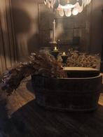 Houten olijfbak met ingedroogde toef, Ophalen of Verzenden, Zo goed als nieuw, Rechthoekig, Hout