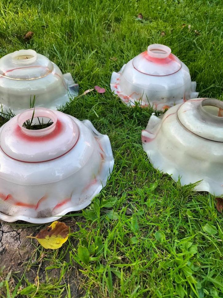 Antieke lampenkappen, Huis en Inrichting, Lampen | Lampenkappen, Minder dan 25 cm, Rond, Ophalen of Verzenden