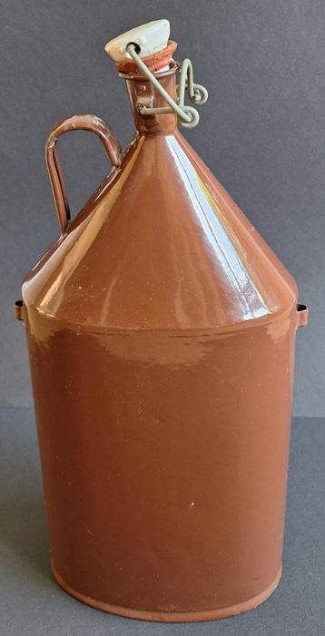 Grote bruine emaille veldfles met beugeldop - Adv S 480 beschikbaar voor biedingen