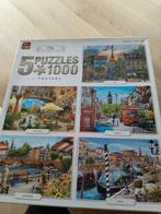 5 puzzels van 1000 stukjes in 1 doos, Ophalen of Verzenden, 500 t/m 1500 stukjes