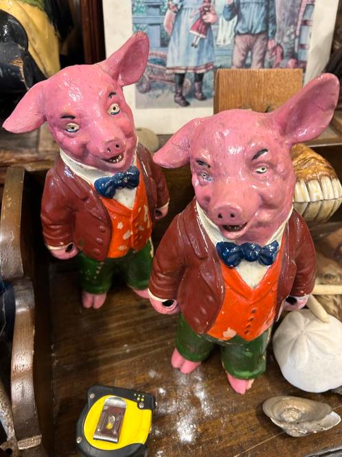 Oude Slagerij Display Varkens, Antiek en Kunst, Curiosa en Brocante, Ophalen of Verzenden