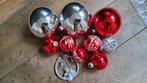 Antiek glazen gekleurde kerstballen zilveren druppel kerstha, Diversen, Kerst, Ophalen of Verzenden
