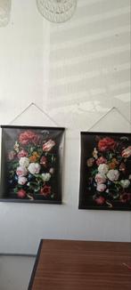 Twee doeken met bloemen, Ophalen of Verzenden, Gebruikt, Hout, Minder dan 50 cm