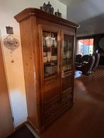 Massieve Servieskast met Glas in Lood, Antiek en Kunst, Antiek | Meubels | Kasten, Ophalen of Verzenden
