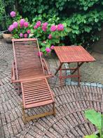 Tuinset 1 persoons Bistrotafel + Terrasstoel massief acacia, Ophalen, Gebruikt, Bijzettafel, Hardhout