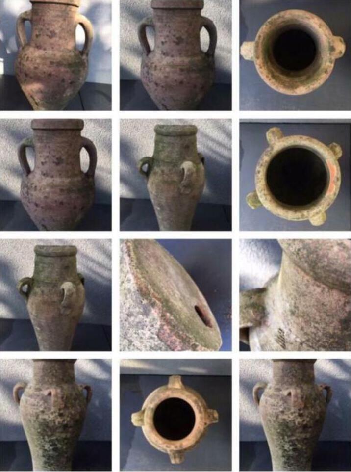 Uniek ambachtswerk oude terracotta vazen kruik antiek, Tuin en Terras, Bloempotten, Gebruikt, Rond, Ophalen of Verzenden