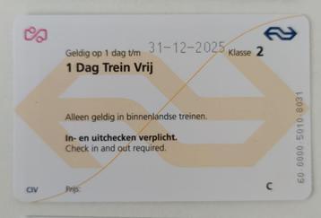 NS 1 Dag Trein Vrij - VASTE PRIJS - 30 euro beschikbaar voor biedingen