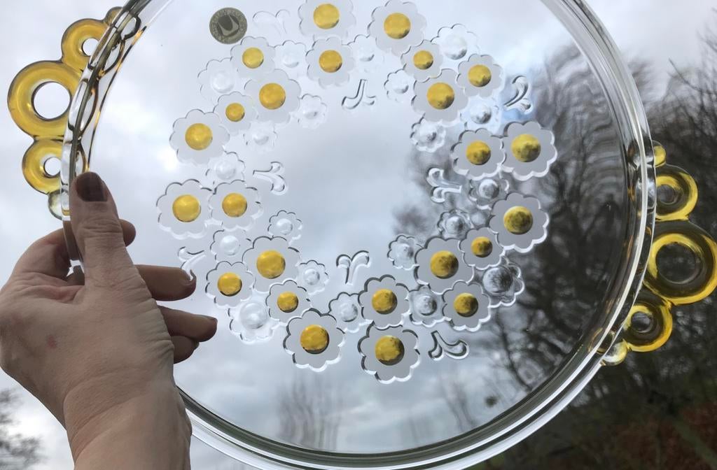 Vintage taartschaal / plateau Walther glas west germany, Antiek en Kunst, Antiek | Glas en Kristal, Ophalen